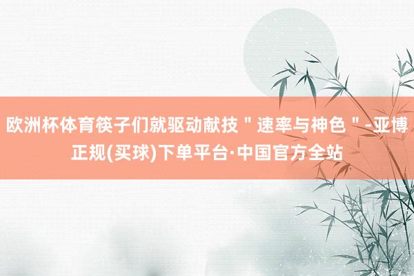 欧洲杯体育筷子们就驱动献技＂速率与神色＂-亚博正规(买球)下单平台·中国官方全站